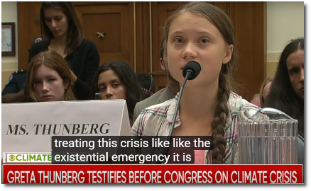 Climate activist Greta Thunberg tells members of Congress that she wants them to start treating the climate crisis like the existential emergency it is. (18 Sept 2019)