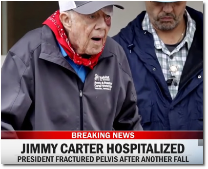 Jimmy Carter (95) hospitalized with fractured pelvis after another fall (22 Oct 2019)