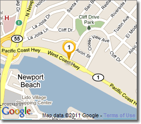 Map of Pacific Coast Highway (PCH) that runs through Newport Beach