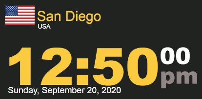 Timestamp Sunday, 20 Sept 2020 at 12:50 PM San Diego PDT