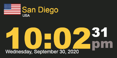 Timestamp Wednesday Sept 30 2020 10:02 PM PDT San Diego