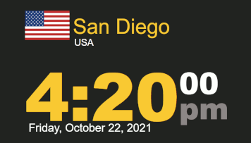 Timestamp Worldclock Friday 22 October 2021 at 4:20 pm San Diego time