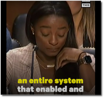 Simone Biles (24) testifies before congress (15 Sept 2021) about the FBI's disastrous mishandling of the Larry Nassar case 'To be clear, I blame Larry Nassar, and I also blame an entire system that enabled and perpetuated his abuse' (17 Sept 2021)