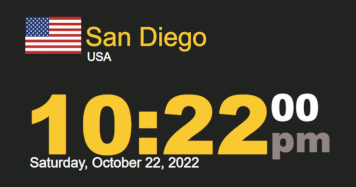 Timestamp Worldclock Saturday 22 October 2022 at 10:22 pm local San Diego time