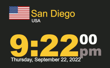 Timestamp Worldclock Thursday 22 September 2022 at 9:22 pm local San Diego time